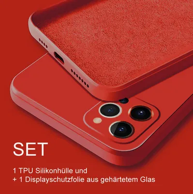 Produktbild von SOONTEC Schutzhülle (Rot) für Apple IPhone 13, Schutzhülle TPU Case + 1 Displayschutz Panzerglas, FULL COVER GLASS