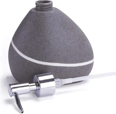 Produktbild von MSV Badezimmer Set, 3-teiliges Badzubehör aus Polyresin Zen, Seifenspender, Seifenschale und Zahnputzbecher Stone Grau