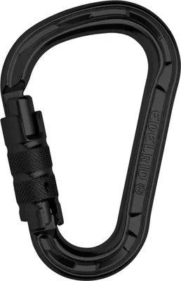 Schwarzer HMS Magnum Triple Karabiner von Edelrid; geeignet für Klettern.