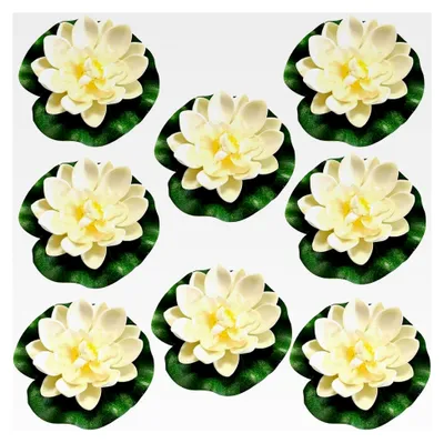 Produktbild von Künstliche Seerosen, 8 Stück Lotus, Schwimmende Teichdekoration, Künstliche Teichpflanzen für Garten und Terrasse