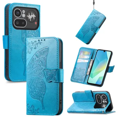 Productafbeelding van Telefoonhoesje, klapmodel, voor Nothing Phone 4a Pro, flipcase met kaarthouder, blauw design