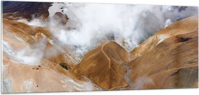 Produktbild von Bilder auf glas - Einteilig - Berge Wolken Landschaft - 100x40cm - Glasbilder - Wandbilder - Bilder - zum Aufhängen bereit - Wanddekoration aus Glas - Glas Bilder - Wandbild auf Glas - GAB100x40-4711