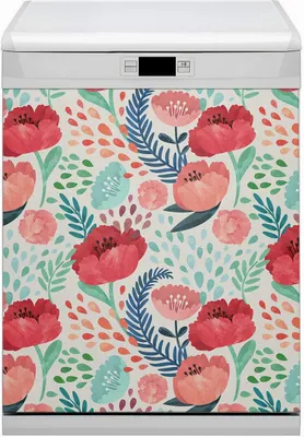 Produktbild von Küche Dekorative Magnete  Magnet Folie für Geschirrspüler 60x80 cm   - Blumenmohn