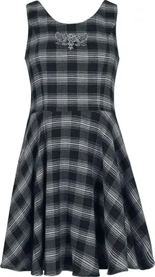 Produktbild von Black Premium by EMP Damen schwarzes kurzes Kleid mit kariertem Muster M