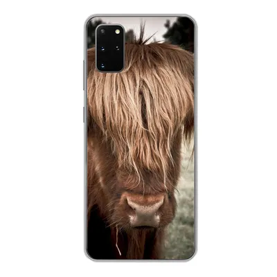 Produktbild von MuchoWow® Handyhülle Schutzhülle Hülle für Samsung Galaxy S20 Plus Schottischer Highlander - Baum - Gras Silikon Softcase Handy Hülle - Hartschale