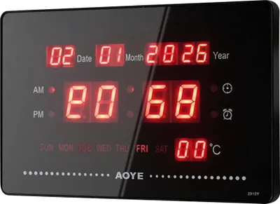Obrázek produktu pro Avizar, digitální LED hodiny s datem, časem a teplotou, černé
