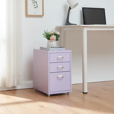 Produktbild von Rollcontainer 'Kökar' mit 3 Schubladen Stahl 48 x 28 x 41 cm Lila