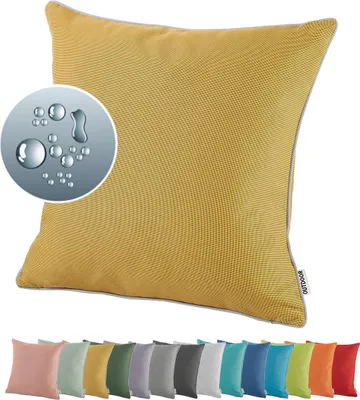 Produktbild von heimtexland ® OUTDOOR Lounge Dekokissen LOTUS EFFEKT 45x45 Garten Kissen Outdoorkissen Typ551 Senfgelb
