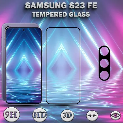 Produktbild von 1-Pack SAMSUNG S23 FE Displayschutzfolie und Objektivschutz aus 9H gehärtetem Glas