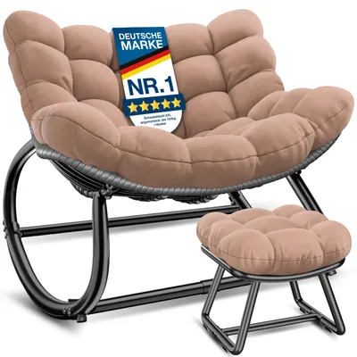 Produktbild von KESSER® Schaukelstuhl für drinnen & draußen mit Fußstütze Schaukelsessel ergonomisch