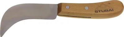 Obrázok produktu pre STUBAI nôž na kožu 100 mm - zahnutá čepeľ z kalenej ocele, ostrá a robustná - drevená rukoväť, ideálny na kožu, koberce, strešnú plsť, vonkajšie a záhradnícke práce