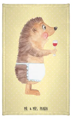 Produktbild von Mr. & Mrs. Panda Handtuch Igel Wein - Gelb Pastell - Geschenk, trinken, Weinglas, Kleines, Lustige Sprüche, Weißwein, Frotteetuch, Gäste-WC, Deko, Klein, Gästetuch