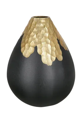 Image de GILDE Vase, ventru, "Favo", aluminium, doré, noir, , H. 26 cm, D. 17 cm 69155