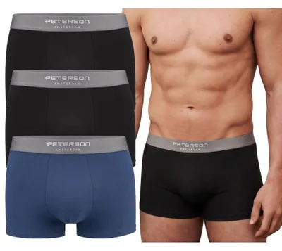 Obrázok produktu pre Peterson pánske boxerky z bavlny, 3 kusy, čierne a tmavomodré, veľkosť M