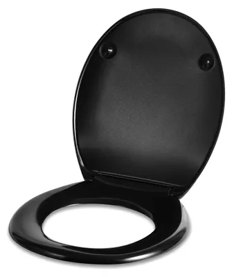 Obrázek produktu pro Víko na toaletu Eikuavons Duroplast, oválné, matná černá barva, s mechanismem SoftClose