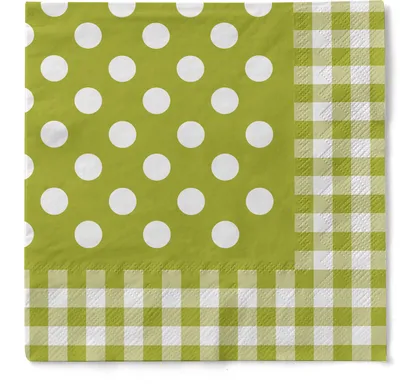 Produktbild von Sovie HOME Serviette Anton in Kiwi aus Tissue 33 x 33 cm, 3-lagig, 20 Stück - Karos Punkte