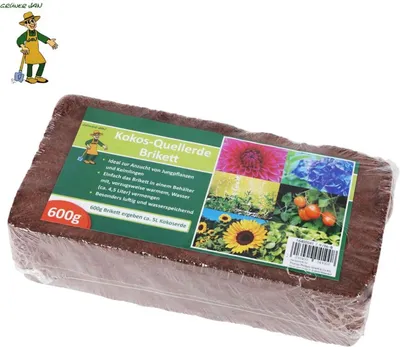 Produktbild von Kokos-Quellerde-Brikett Kokoserde Aussaaterde Blumenerde Pflanzenerde 600g ca.5L