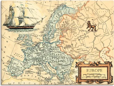 Produktbild von ARTland Leinwandbild Europakarte Größe: 60x45 cm