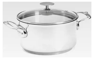 Produktbild von Kochtopf aus Edelstahl Milady mit Glasdeckel – 20 cm, PFAS-frei, Edelstahl 18/10, robust, Sandwichboden, für alle Herdarten und Ofen