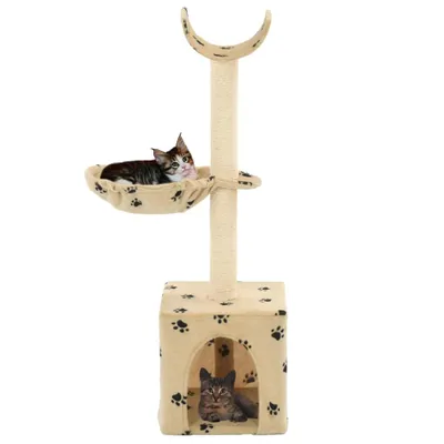 Produktbild von vidaXL Katzen-Kratzbaum mit Sisal-Säulen 105 cm Beige Pfoten-Aufdruck