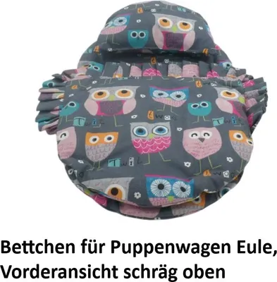 Produktbild von Puppenwagen-Bettchen Eule, Kuscheliges Bett Set, Kissen & Decke für den Puppenwagen, Puppenwagen Bettchen Eule Waldtiere