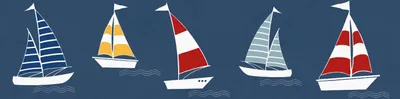 Produktbild von Lovely Kids selbstklebende Kinderzimmer Bordüre Sailor Friends blau rot gelb weiß 5,00 m x 0,155 m