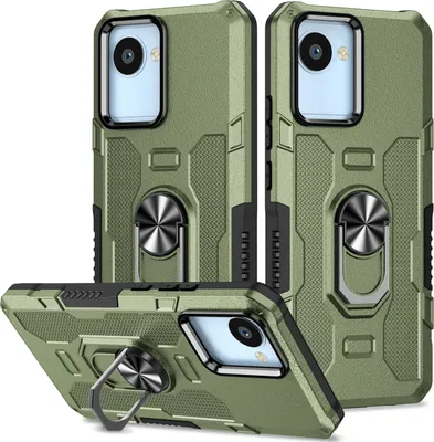 Produktbild von Realme C30 Hülle, Dual Layer Robuste Rüstung Ringhalter Ständer Schutzhülle für OPPO Realme C30 Grün
