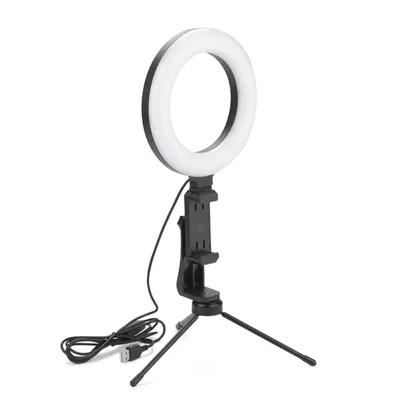 Produktbild von LED Handy Ringlicht Ø 16 cm mit Stativ und Handyhalter Dimmbar Smartphone Lampe Licht Ringleuchte