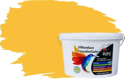 Produktbild von RyFo Colors Silikonharz Fassadenfarbe Lotuseffekt Trend Wüstengelb 10l - bunte Fassadenfarbe, weitere Gelb Farbtöne und Größen erhältlich, Deckkraft Klasse 1