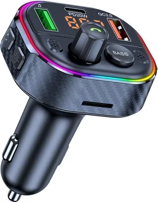 FM-Transmitter Bluetooth 5.3, Freisprecheinrichtung, USB-C, schwarz