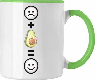 Produktbild von Trendation - Avocado Tasse Geschenk für Avocado Liebhaber  :( + Avocado = :) Lustige Geschenkidee Geburtstag (Grün)