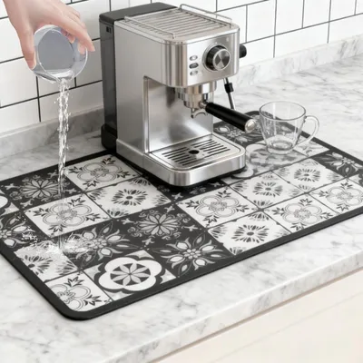 Unterlegmatte für Kaffeemaschine, 40x60 cm, grau, Diatomeenerde