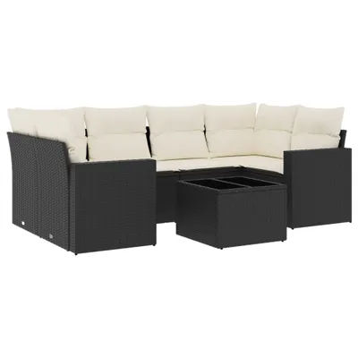Produktbild von vidaXL 7-tlg. Garten-Sofagarnitur mit Kissen Schwarz Poly Rattan