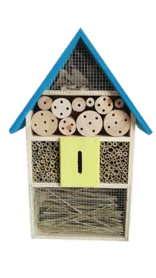 Produktbild von Eifa XXL 50 cm Insektenhotel Natur blaues Dach/Nistkasten Insektenhaus aus Holz für Bienen, Schmetterlinge, Käfer & andere Tiere