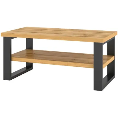 Produktbild von Couchtisch HALLE, Farbe: Eiche Wotan + Schwarz, Metallbeine