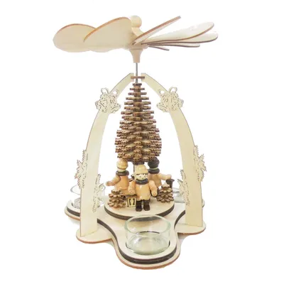 Produktbild von Teelichtpyramide "Laternenkinder" für 3 Teelichte HxØ 25x19cm NEU