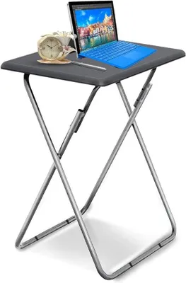 Image de Table de balcon pliante en métal, rectangulaire, 37 x 47 x 66 cm, grise