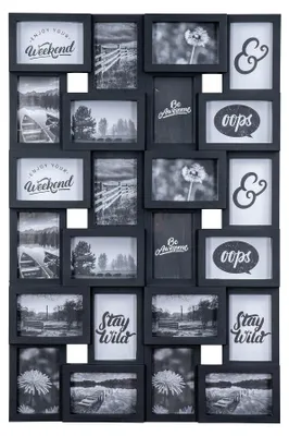 Image de Cadre photo collage pour 24 photos de 10x15 cm - Noir - Galerie photo - Décoration murale - Décoration - Design unique - Collage photo