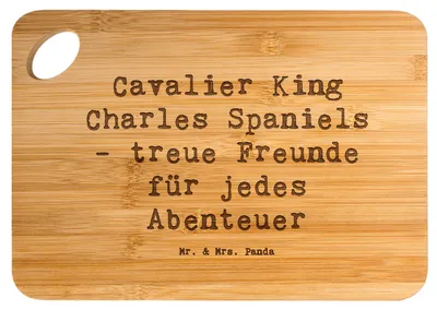 Produktbild von Mr. & Mrs. Panda Holzbrett Spruch Cavalier King Charles Spaniel Freunde - Transparent - Geschenk, Hunde, Hunderasse, loyal, Schneidebrett, Hundeliebhaber, Abenteuer, Hund