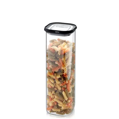 Zdjęcie produktu dla GEFU PANTRY, Pojemnik, Prostokątny, 2,5 l, Czarny, Przezroczysty, Szkło borokrzemowe, Plastik, Silikon, Stal nierdzewna, 110 mm