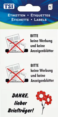 Produktbild von TSI Etiketten BITTE KEINE WERB..KEINE ANZEIGENBLÄTTER