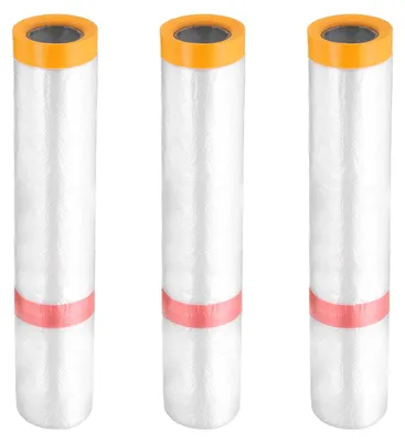 Produktbild von Set von 3 Vorgeklebt Abdeckfolien für Malerarbeiten, 400 cm x 10 m