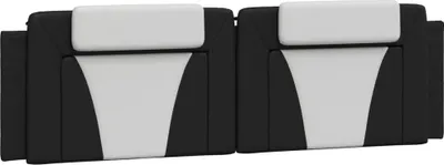 Image de vidaXL Coussin de tête "Viana", noir et blanc, 183 cm, similicuir