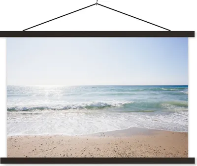 Produktbild von MuchoWow® Textilposter Strand - Wasser - Türkis 90x60 cm mit schwarzem Rahmen - Aufhängungssatz