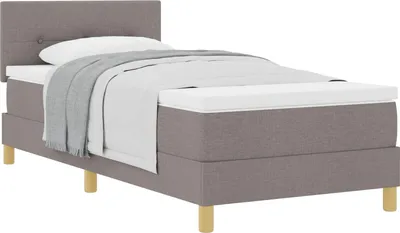 Imagen del producto de Base de cama con somier y almohada, color taupe, 90 x 200 cm, tejido