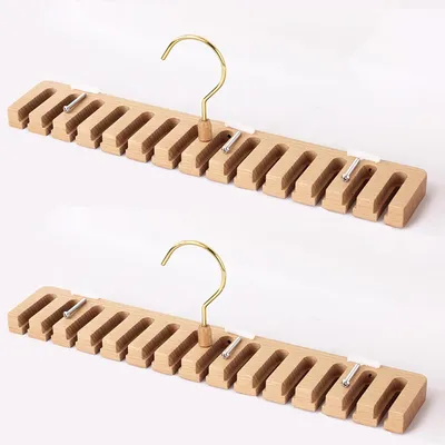 Produktbild von Krawattenhalter Gürtelhalter 2 Stück Holz Wandhalterung Mit 14 Rillen Für Schrankorganisation Und Aufbewahrung