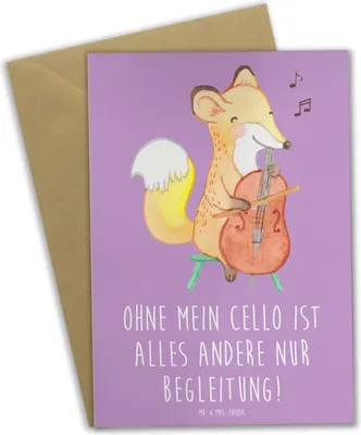 Produktbild von Mr. & Mrs. Panda Glückwunschkarte Cello Magie - Lavendeltraum - Geschenk, Lernen, Streichinstrument, Grußkarten, Musik, Musikinstrument, Musiker, weihnachtskarten