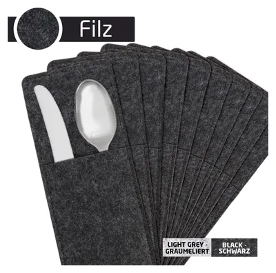 Produktbild von 10 Filz-Bestecktaschen im skandinavischen Design, 4 mm dick, ca. 25x10cm