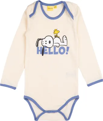 Produktbild von The Peanuts Baby Body Snoopy - Hello - Unisex Strampler Schlafstrampler Kinder Kleinkind Langarm Weiß 86-92