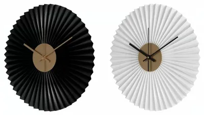 Productafbeelding van Wandklok dkdhomedecor, wit/zwart, modern design, kunststof en metaal, 30 x 4 x 30 cm (2 stuks)